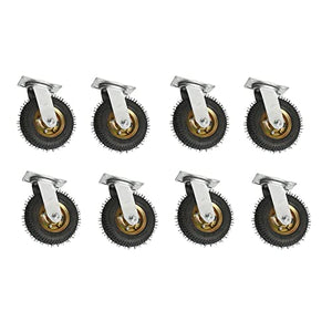 TekniS Gold Inflatable Universal Wheel Set - 8 Pieces, Double Bearing Steel, Strong Load - Ideal for Agricultural & Factory Machinery