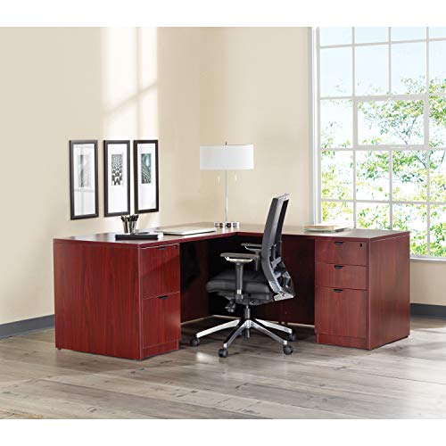 Lorell Mahogany Left Return Desk, 42"x24"x29
