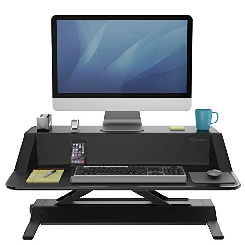 Fellowes Lotus Sit-Stand Workstation Desk, Adjustable, Pre-Assembled, Black