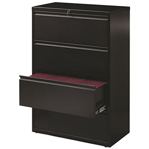 Hirsh HL8000 Series 36" 4 Drawer Lateral File Cabinet in Black