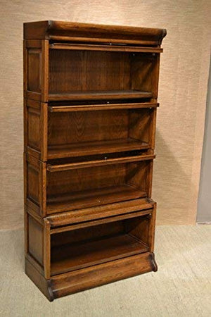 Crafters and Weavers Mission Oak 4 Stack Barrister Bookcase Made of Solid Oak