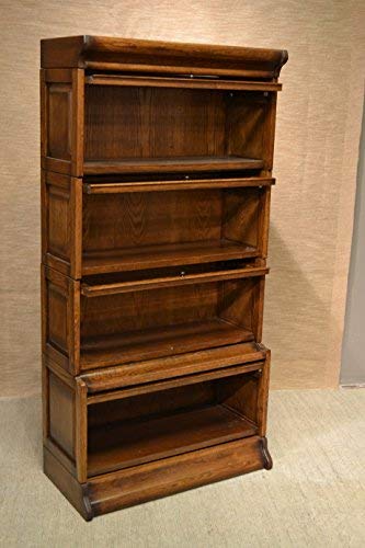 Crafters and Weavers Mission Oak 4 Stack Barrister Bookcase Made of Solid Oak