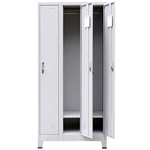 Festnight Tall Steel Office Storage Cabinet Locker Cabinet with 3 Compartments Gray 35.4" x 17.7" x 70.9"