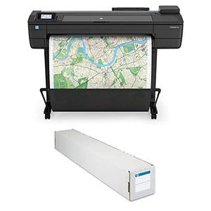 HP DesignJet T730 Large Format Printer, 36" Color Inkjet Plotter, Wireless Universal Matte Bond Inkjet Paper 36" x150' Roll