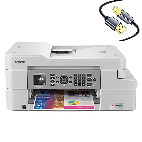 Brother MFC-J805D INKvestment Tank All-in-One Wireless Color Inkjet Printer for Office - Print Copy Scan Fax - 12 ppm, 6000 x 1200 dpi, Auto Duplex, up to 1-Year of Ink in-Box, Tillsiy Printer Cable