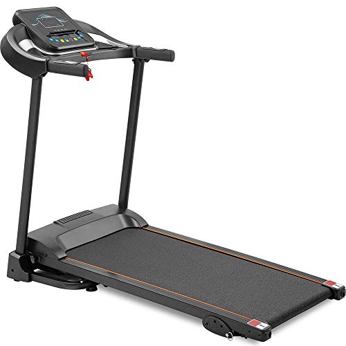 XLYAN Compact Easy Folding Treadmill Motorized Running Jogging Machine with Audio Speakers and Incline Adjuster Cardio Fitness Exercise Incline Home Save Space,Black
