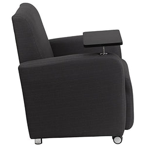 Flash Furniture Gray Fabric Guest Chair with Tablet Arm and Front Wheel Casters