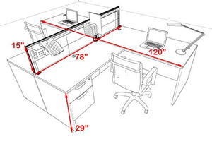 UTM Furniture Modern Aluminum Two Person L Shape Office Workstation Desk Set