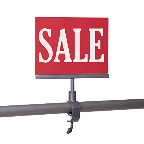 Grey Universal Clamp On 5.5" x 7" Acrylic Frame Sign Holder, Retail Rack Card Display, 10" H, 24 Pack