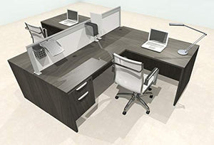 UTM Furniture Modern Aluminum Two Person L Shape Office Workstation Desk Set