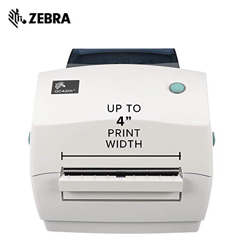Zebra GC420t Thermal Transfer Desktop Printer Print Width of 4 in USB Serial and Parallel Port Connectivity Includes Peeler GC420-100511-000