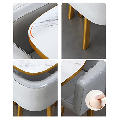 KUKIXO Business Reception Coffee Table and Chair Set - Retro Style PU Leather Chair with Metal Legs, Dark Gray