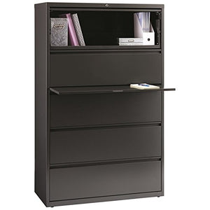 Hirsh HL8000 Series 42" 5 Drawer Lateral File Cabinet in Charcoal