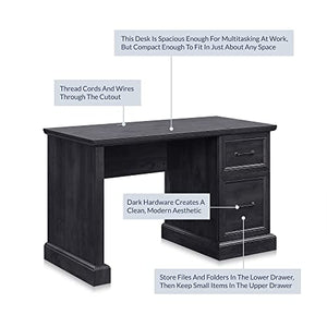 BELLEZE 50 Inch Wood Executive Secretary Desk, Rustic Small Space Computer Workstation, 2 Storage Drawers Wire Management Grommet, Black Hardware - Bonelli (Rustic Gray)