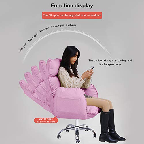 [𝐔𝐒 𝐢𝐧 𝐬𝐭𝐨𝐜𝐤] Sofa Computer Office Gaming Chair with Side Pocket Adjustable Height, High Backrest Angle, Modern Style(Pink)