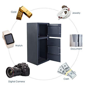 Giantex Safe Box Security Lock Box with Double Door and Keys Digital Safe Depository Drop Box Safes Home Office Security Lock for Gun Cash Valuable Storage