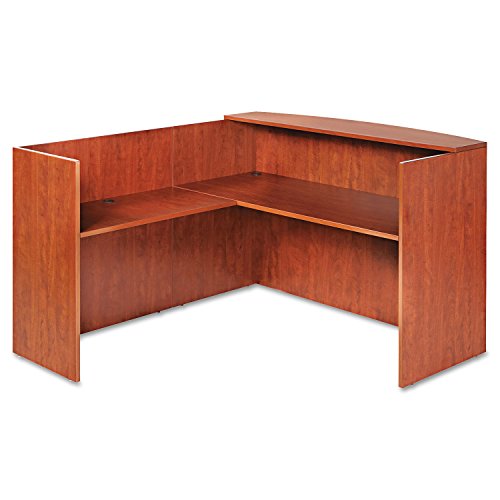 Alera Valencia Series Reception Desk with Counter, Cherry - 71w x 35 1/2d x 42 1/2h