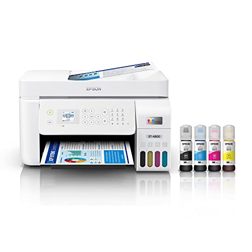 Epson Premium EcoTank 4800 Series All-in-One Color Inkjet Printer I Print Copy Scan Fax I Wireless Ethernet USB I Mobile & Voice-Activated Printing I 30-Sheet ADF I Print Up to 10 ppm I 1.44" LCD