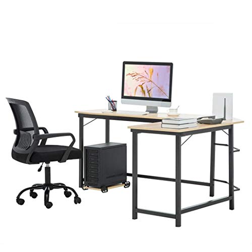 L-Shaped Home Office Desk, Sturdy Computer PC Laptop Table Corner Desk Workstation Larger Gaming Desk Easy to Assemble 49.2 x 18.9 x 28.7 Inch (White Maple)