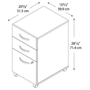 Bush Business Furniture Components 21"D Vertical 3-Drawer Mobile File Cabinet, Hansen Cherry/Graphite Gray