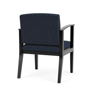 Lesro Amherst Wood Reception Guest Chair in Black/Adler Midnight Sky