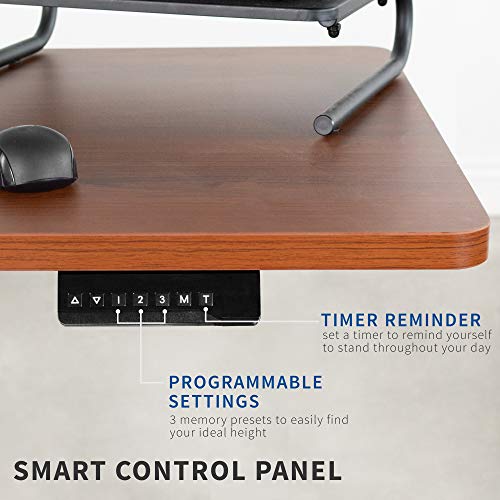 VIVO Electric Height Adjustable 60 x 24 inch Stand Up Desk, Dark Walnut Solid One-Piece Table Top, Black Frame, Standing Workstation with Push Button Controller, DESK-KIT-E5B6D