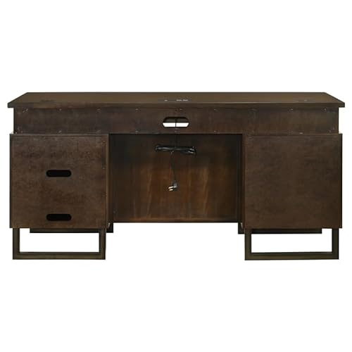 Coaster Marshall 5-Drawer Wood Credenza Desk Dark Walnut Gunmetal