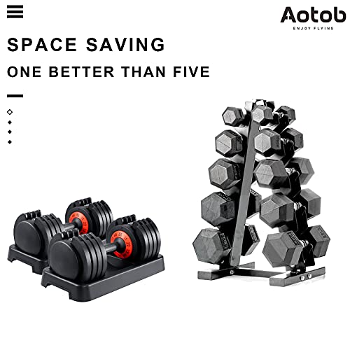 AOTOB Adjustable Dumbbells Weight, 55 lbs Single Dumbbell for Men and Women with Anti-Slip Fast Adjust Turning Handle, Durable Dumbbell Suitable for Home Gym Exercise and Workout Fitness (Pair)