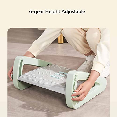 JEMMCO Height Adjustable Under Desk Footrest with Massage Surface - Green
