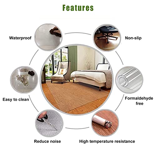 JYDQM Clear Plastic Vinyl Rug Protector Cover - 1.5mm Thick Floor Mat for Carpet and Office Chair - Wipeable - (Size)