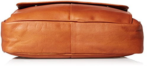 Piel Leather Slim Top-Zip Briefcase, Saddle, One Size