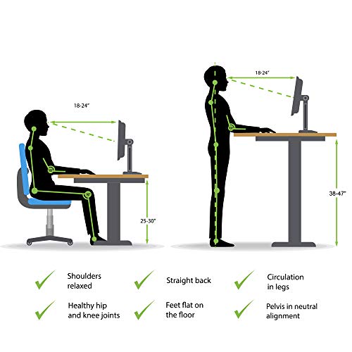 Hi5 L-Shaped (55"x33") Electric Height Adjustable Right Handed Standing Desk for Home Office Workstation (Black Frame, Walnut Top)