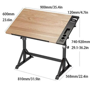 TeMkin Extra Large Drafting Table with Adjustable Tilting Tabletop (Black Walnut, 900 * 600mm)