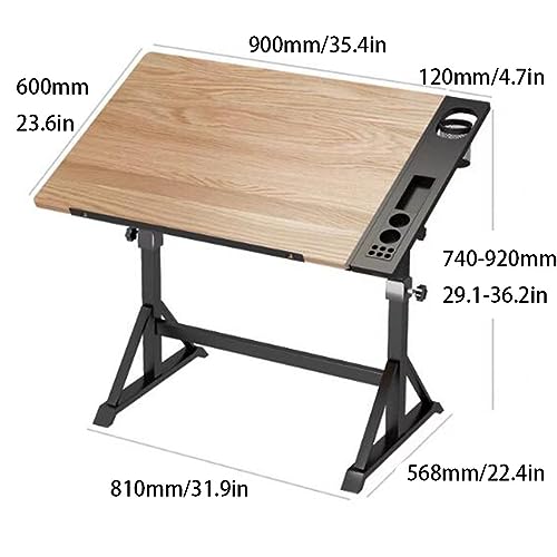 TeMkin Extra Large Drafting Table with Adjustable Tilting Tabletop (Black Walnut, 900 * 600mm)