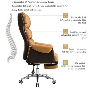 YIORYO Ergonomic Leather Executive Office Chair, High Back Boss Chair (Gray/Beige)