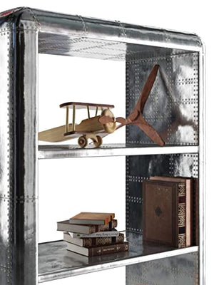 NauticalMart Aluminum Aviator Industrial Metal Bookcase - Silver