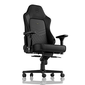 noblechairs Hero Gaming Chair - Office Chair - Desk Chair - Real Leather - 330 lbs - 125° Reclinable - Lumbar Support - Racing Seat Design - Black
