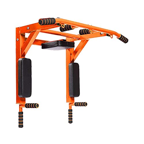 Pull-up Bar Wall-Mounted Multifunctional Exercise Horizontal Bar with Anti-Skid Pad and Hook Home Gym Strength Training Equipment Orange-93cm