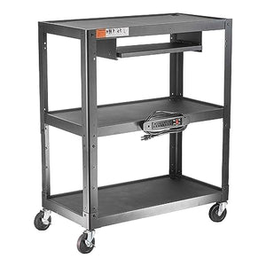 Metateel Heavy Duty 3 Tier Rolling Cart with Power Strip - Durable Utility Cart - 300 LB Capacity