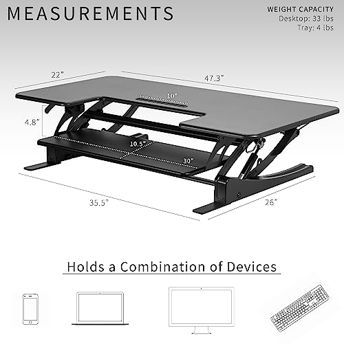 VIVO 48" Height Adjustable Stand Up Desk Converter, V Series, Dual Monitor Riser Workstation - Black