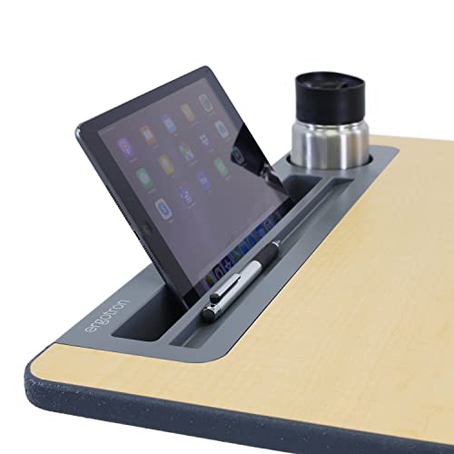 Ergotron Mobile Standing Desk - Adjustable Height Small Rolling Laptop Computer Sit Stand Desk - Maple