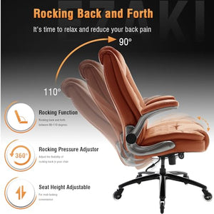 EZAKI High Back Office Chair with Flip-up Arms and Built-in Lumbar Support