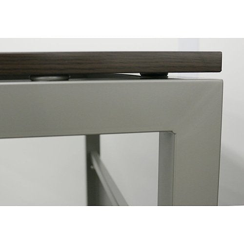at Work 72"W x 72"D Reversible LDesk Espresso Laminate/Brushed Nickel Painted Steel Frame