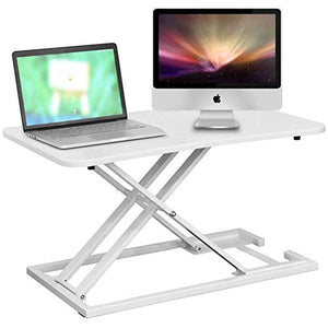 LXTIN Standing Desk Computer Office Workstation Height Adjustable seat Standing Desk Riser Ergonomic Converter for at Home and in The Office White 73x47cm (29x19inch)