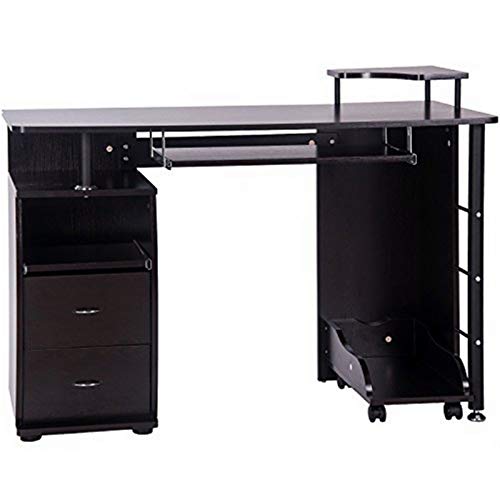 47.2'' Desktop Computer Desk - Home Office Desk Table Study Workstation with Pull-Out Keyboard Tray and Drawers, Espresso