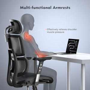 TONFARY Ergonomic Mesh Office Chair with Lumbar Support, Adjustable Headrest, 4D Armrests