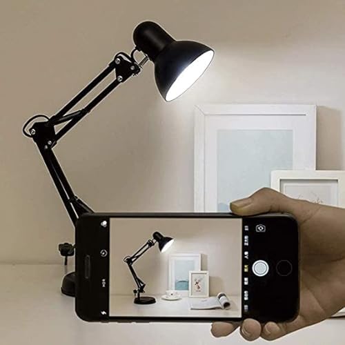 ELORES Swing Arm LED Desk Lamp for Office Dorm Room - Warm Light