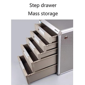 JAEFIT Desktop Storage Box with Lockable Drawers - Aluminum Alloy Drawer Organizer, 5 Layer Cosmetic/Medicine Storage