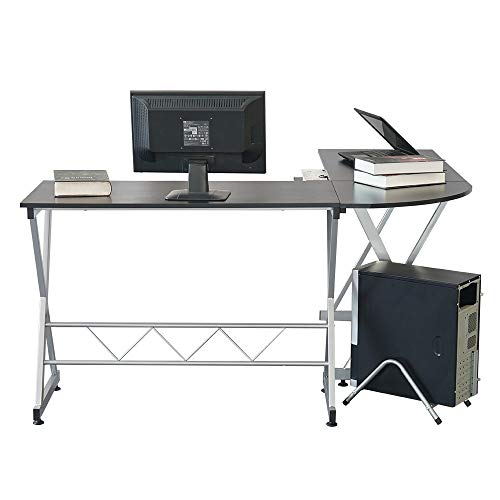 FCSFSF Desktop Computer Desk Industrial Corner Computer Office Desk, L-Shaped Desk, Large PC Laptop Desk, Sturdy Gaming Desk Workstation for Home Office,