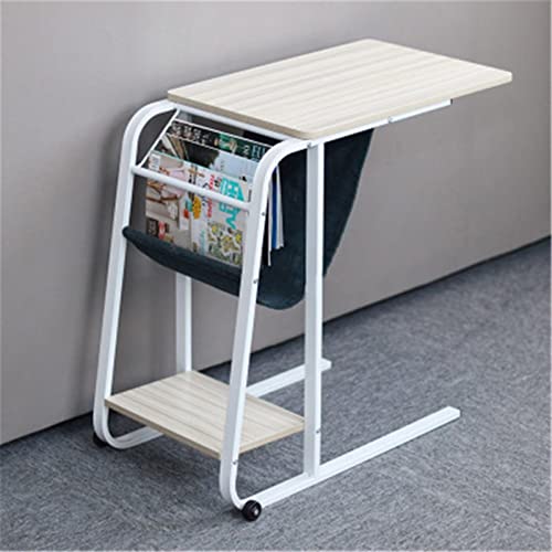 Laptop Desk Multipurpose Mobile Laptop Table Living Room Removable Sofa Side Table Portable Bed Table Fashion Desk with Storage Holders, 4 Colors Home Office desks (Color : White Maple)